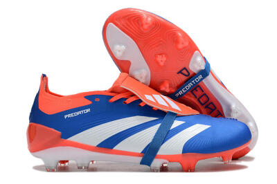 Unisex Adidas Predator Elite Foldover Tongue FG Firm Ground Low-Tops Football Boots - Blue/White/Red