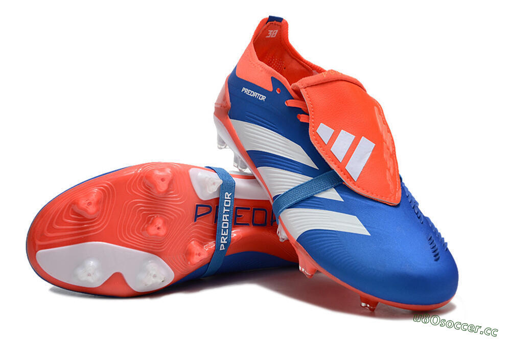 Unisex Adidas Predator Elite Foldover Tongue FG Firm Ground Low-Tops Football Boots - Blue/White/Red 3