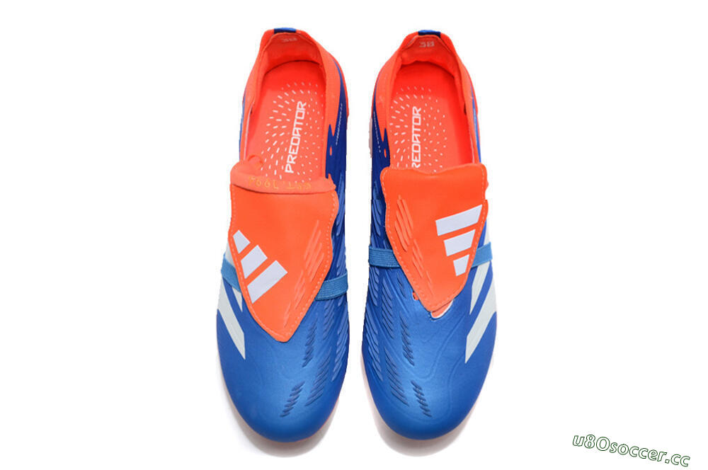 Unisex Adidas Predator Elite Foldover Tongue FG Firm Ground Low-Tops Football Boots - Blue/White/Red 4