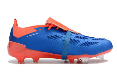 Unisex Adidas Predator Elite Foldover Tongue FG Firm Ground Low-Tops Football Boots - Blue/White/Red