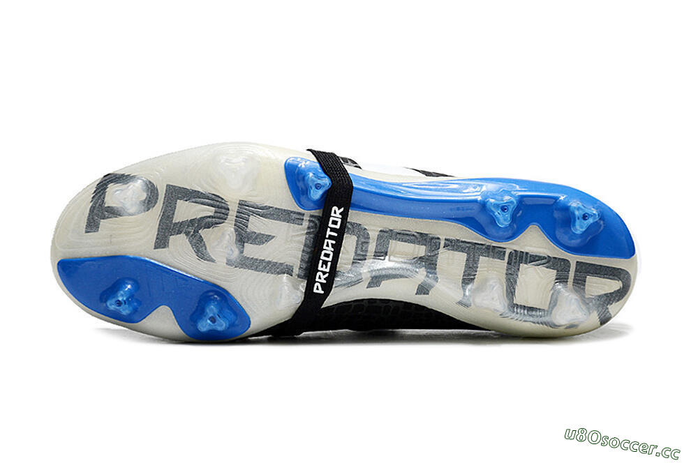 Unisex Adidas Predator Elite Foldover Tongue FG Firm Ground Low-Tops Football Boots - Black/White/Blue 6