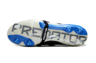 Unisex Adidas Predator Elite Foldover Tongue FG Firm Ground Low-Tops Football Boots - Black/White/Blue