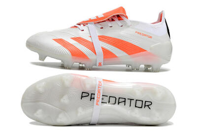 Unisex Adidas Predator Elite Foldover Tongue FG Firm Ground Low-Tops Football Boots - Beige/White/Red
