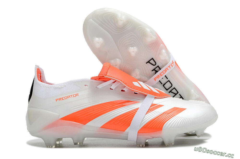 Unisex Adidas Predator Elite Foldover Tongue FG Firm Ground Low-Tops Football Boots - Beige/White/Red 2