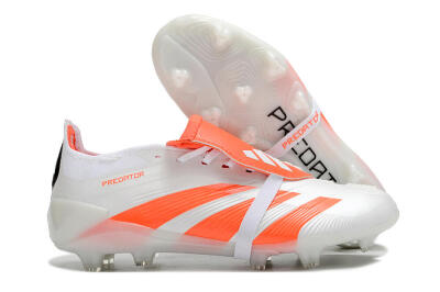 Unisex Adidas Predator Elite Foldover Tongue FG Firm Ground Low-Tops Football Boots - Beige/White/Red