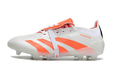 Unisex Adidas Predator Elite Foldover Tongue FG Firm Ground Low-Tops Football Boots - Beige/White/Red