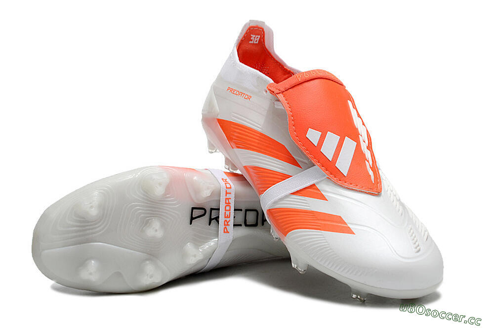 Unisex Adidas Predator Elite Foldover Tongue FG Firm Ground Low-Tops Football Boots - Beige/White/Red 3