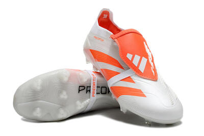 Unisex Adidas Predator Elite Foldover Tongue FG Firm Ground Low-Tops Football Boots - Beige/White/Red