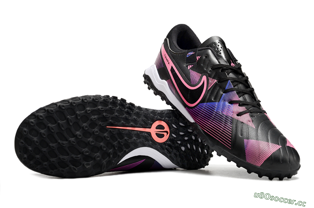 Men's Nike Tiempo Legend 10 Pro TF Artificial Turf Low-Tops Football Shoes - Black/Purple/Pink 1