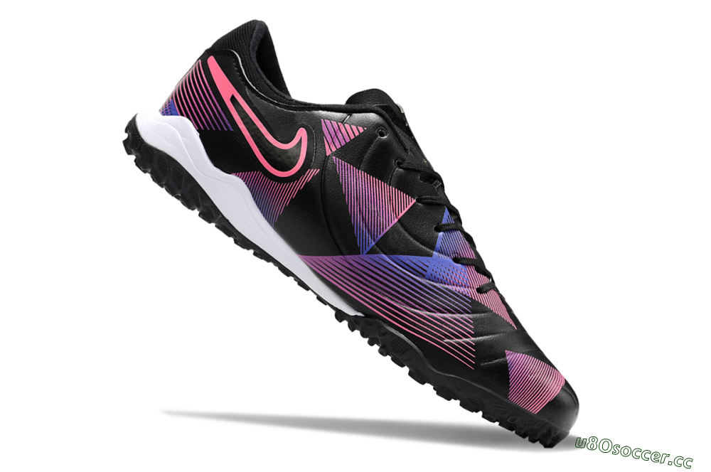 Men's Nike Tiempo Legend 10 Pro TF Artificial Turf Low-Tops Football Shoes - Black/Purple/Pink 4