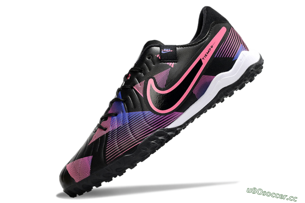 Men's Nike Tiempo Legend 10 Pro TF Artificial Turf Low-Tops Football Shoes - Black/Purple/Pink 5