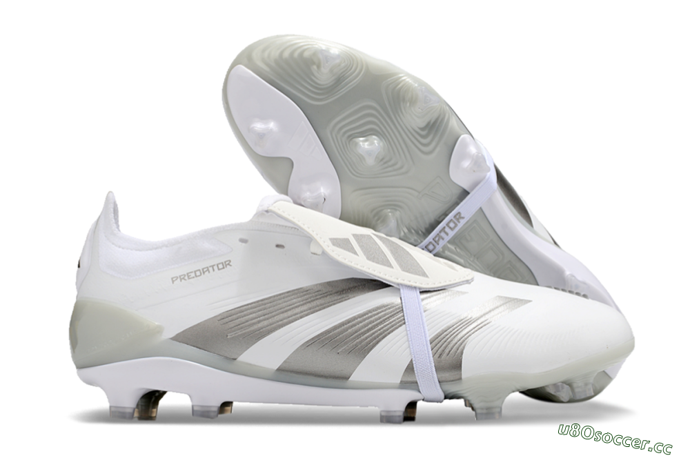 Men's Adidas Predator Elite Foldover Tongue FG Firm Ground Low-Tops Football Boots - White/Grey 2