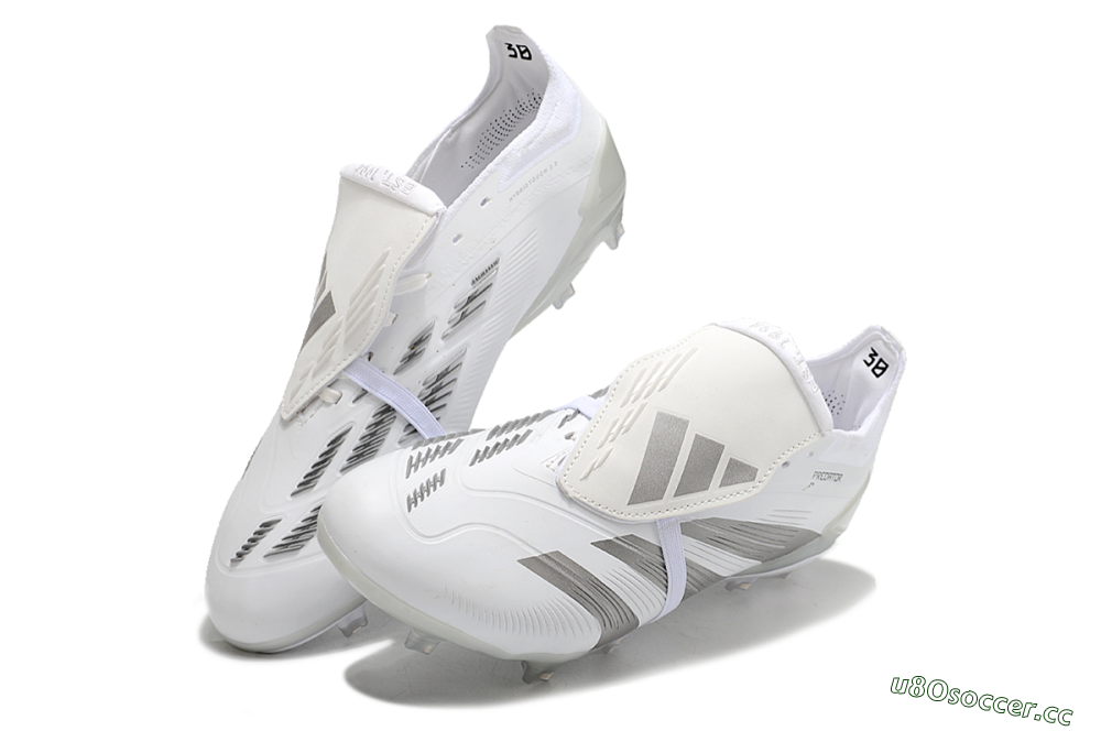 Men's Adidas Predator Elite Foldover Tongue FG Firm Ground Low-Tops Football Boots - White/Grey 3