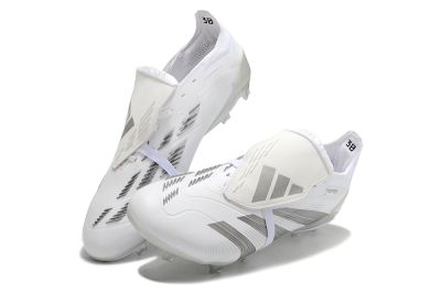 Men's Adidas Predator Elite Foldover Tongue FG Firm Ground Low-Tops Football Boots - White/Grey