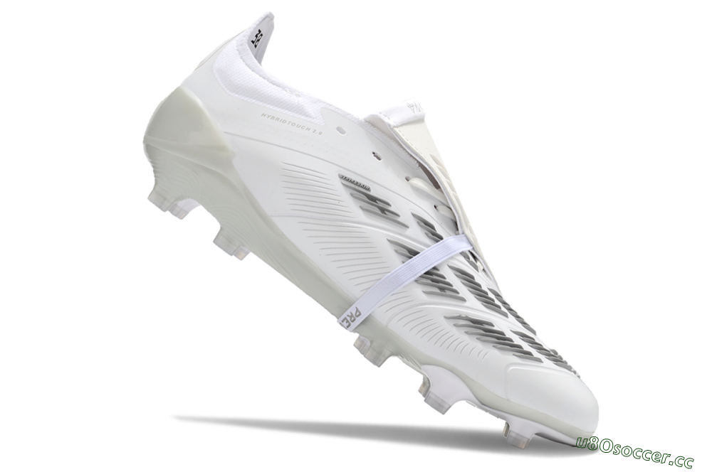 Men's Adidas Predator Elite Foldover Tongue FG Firm Ground Low-Tops Football Boots - White/Grey 4