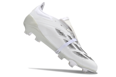 Men's Adidas Predator Elite Foldover Tongue FG Firm Ground Low-Tops Football Boots - White/Grey