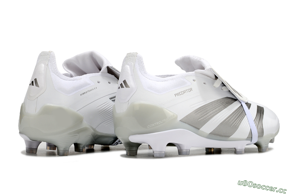 Men's Adidas Predator Elite Foldover Tongue FG Firm Ground Low-Tops Football Boots - White/Grey 6