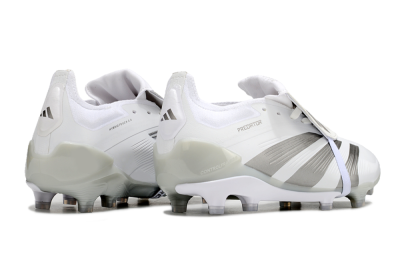 Men's Adidas Predator Elite Foldover Tongue FG Firm Ground Low-Tops Football Boots - White/Grey
