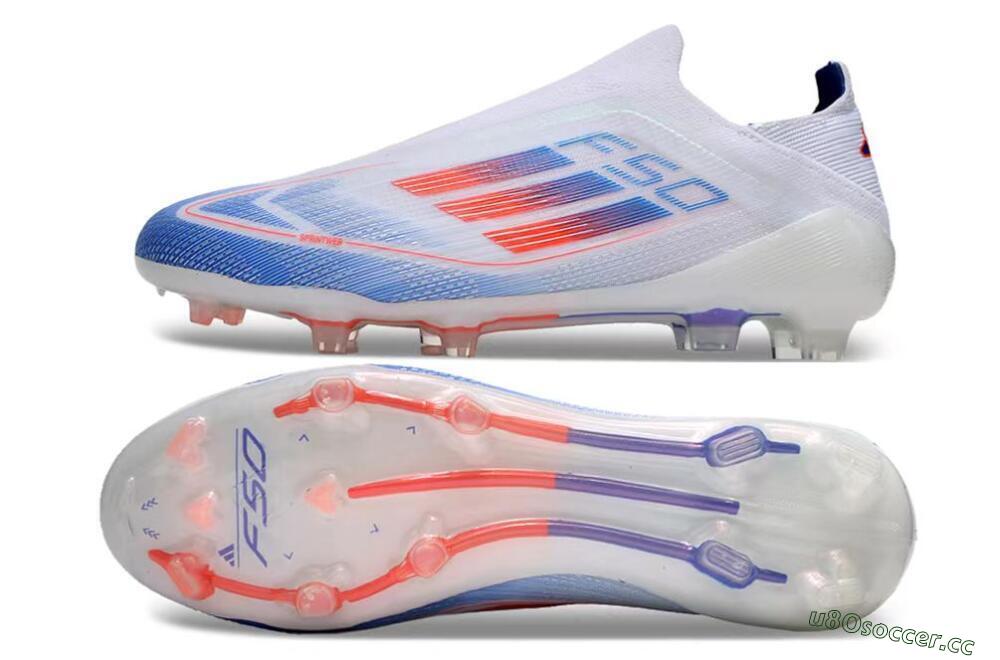 Men's Adidas F50 Adizero FG Firm Ground Low-Tops Football Boots - White/Blue/Orange 1