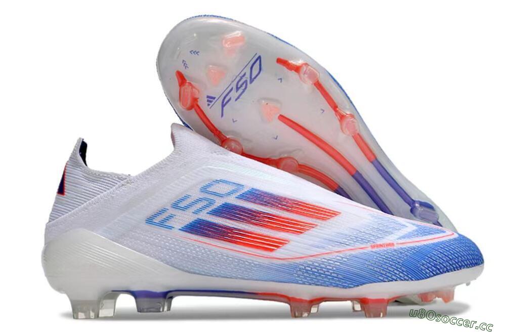 Men's Adidas F50 Adizero FG Firm Ground Low-Tops Football Boots - White/Blue/Orange 2