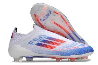 Men's Adidas F50 Adizero FG Firm Ground Low-Tops Football Boots - White/Blue/Orange