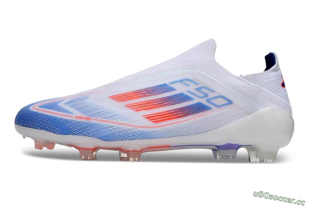 Men's Adidas F50 Adizero FG Firm Ground Low-Tops Football Boots - White/Blue/Orange 0