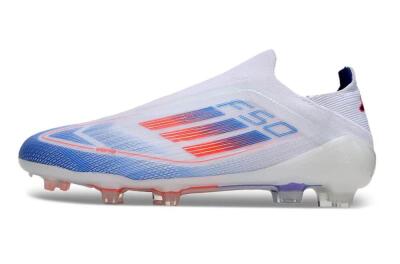 Men's Adidas F50 Adizero FG Firm Ground Low-Tops Football Boots - White/Blue/Orange