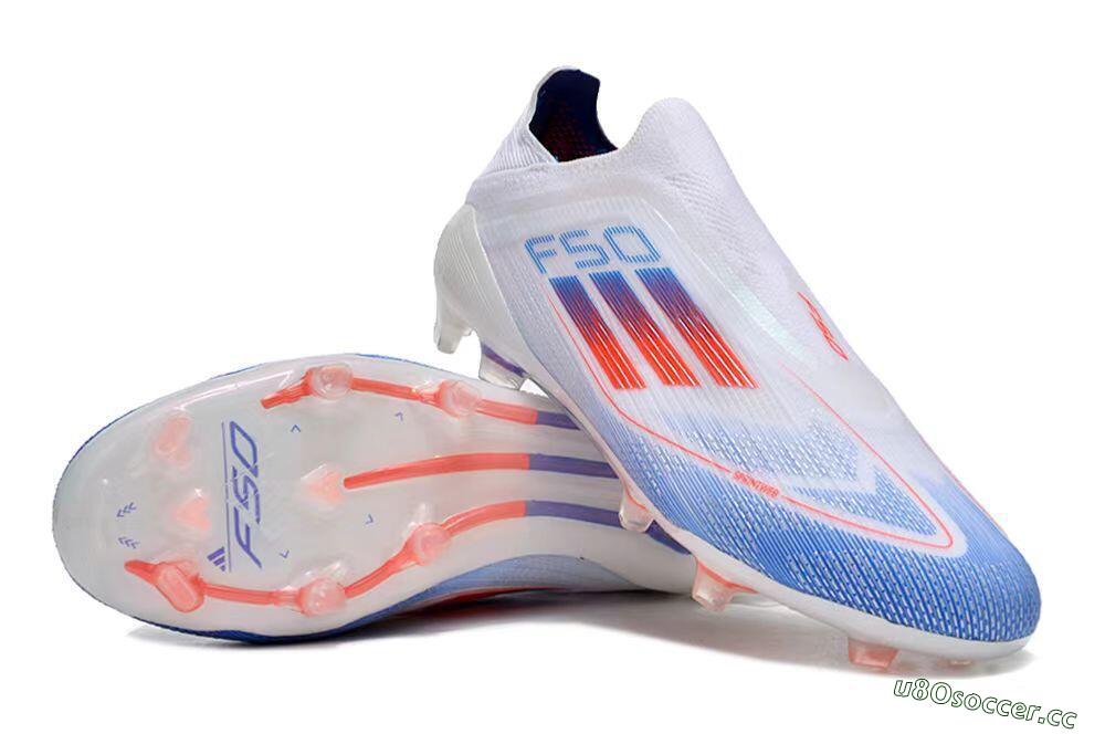Men's Adidas F50 Adizero FG Firm Ground Low-Tops Football Boots - White/Blue/Orange 3