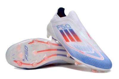 Men's Adidas F50 Adizero FG Firm Ground Low-Tops Football Boots - White/Blue/Orange