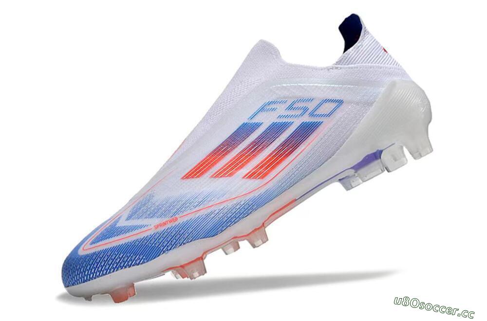 Men's Adidas F50 Adizero FG Firm Ground Low-Tops Football Boots - White/Blue/Orange 4