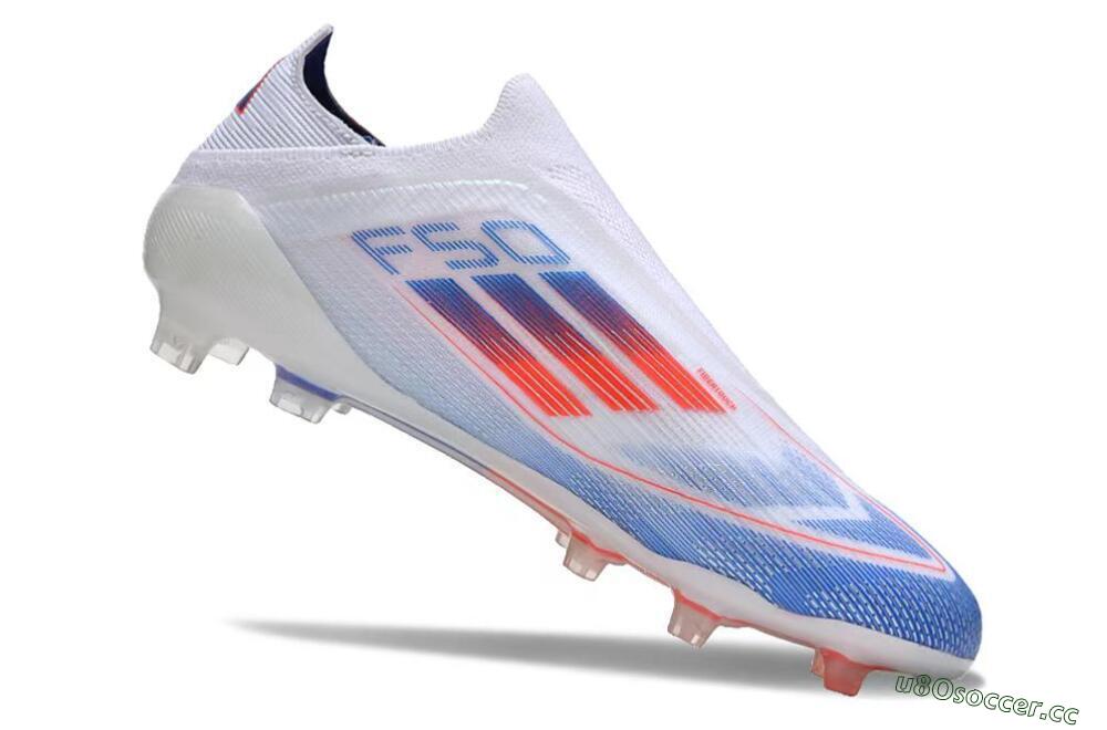 Men's Adidas F50 Adizero FG Firm Ground Low-Tops Football Boots - White/Blue/Orange 5