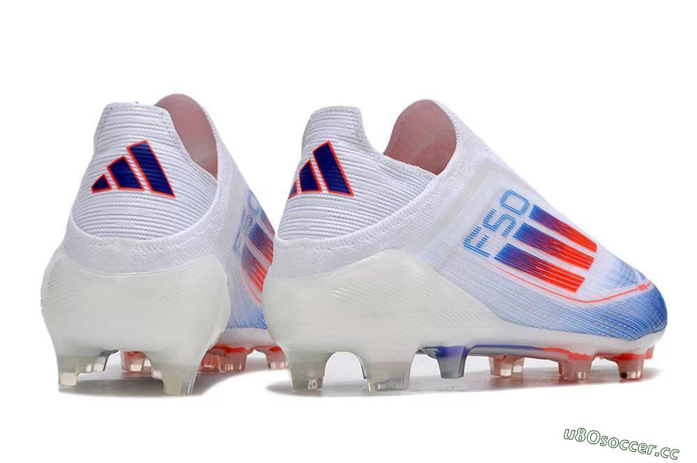Men's Adidas F50 Adizero FG Firm Ground Low-Tops Football Boots - White/Blue/Orange 6