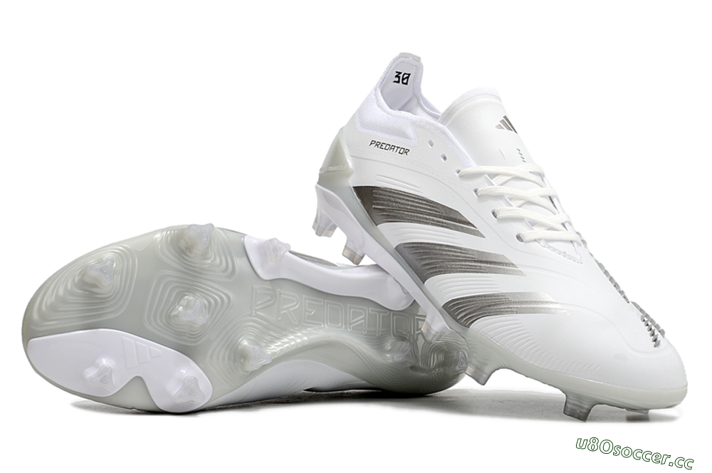 Men's Adidas Predator Accuracy.1 FG Firm Ground Low-Tops Football Boots - White/Silver/Grey 1