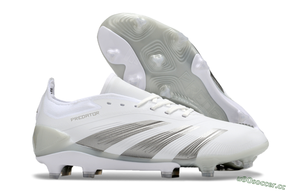 Men's Adidas Predator Accuracy.1 FG Firm Ground Low-Tops Football Boots - White/Silver/Grey 2