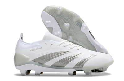 Men's Adidas Predator Accuracy.1 FG Firm Ground Low-Tops Football Boots - White/Silver/Grey