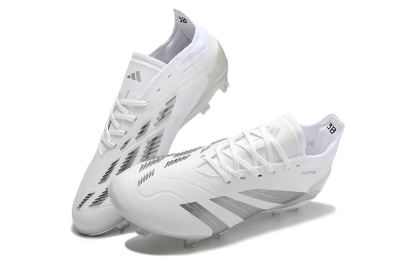 Men's Adidas Predator Accuracy.1 FG Firm Ground Low-Tops Football Boots - White/Silver/Grey