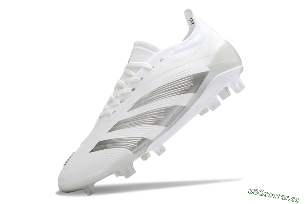 Men's Adidas Predator Accuracy.1 FG Firm Ground Low-Tops Football Boots - White/Silver/Grey 5