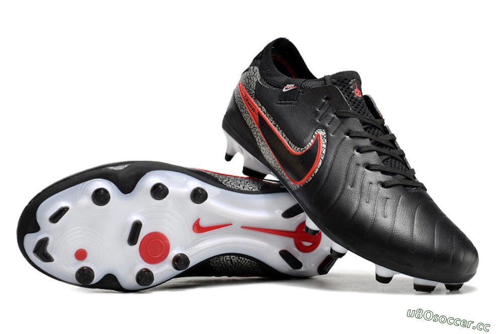 Men's Nike Tiempo Legend 10 Elite FG Firm Ground Low-Tops Football Boots - Black/Red/White 1