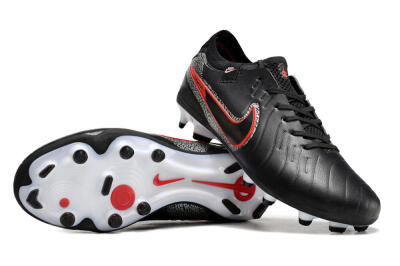 Men's Nike Tiempo Legend 10 Elite FG Firm Ground Low-Tops Football Boots - Black/Red/White