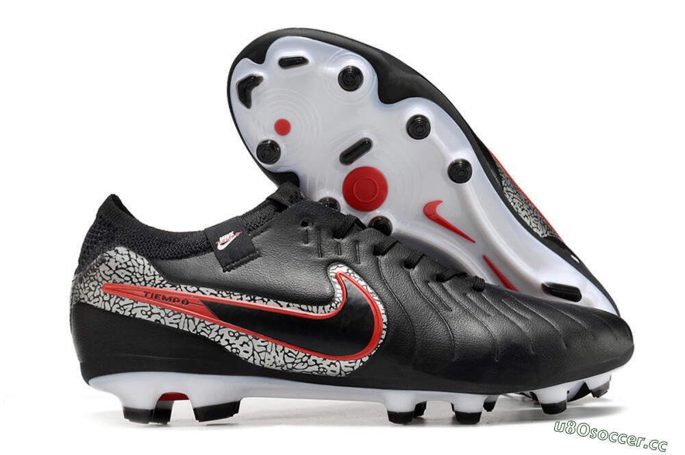 Men's Nike Tiempo Legend 10 Elite FG Firm Ground Low-Tops Football Boots - Black/Red/White 2