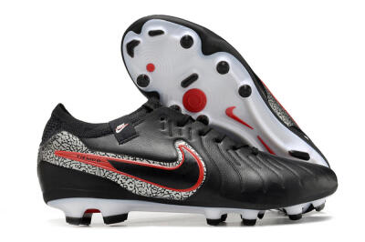 Men's Nike Tiempo Legend 10 Elite FG Firm Ground Low-Tops Football Boots - Black/Red/White