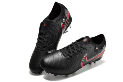 Men's Nike Tiempo Legend 10 Elite FG Firm Ground Low-Tops Football Boots - Black/Red/White