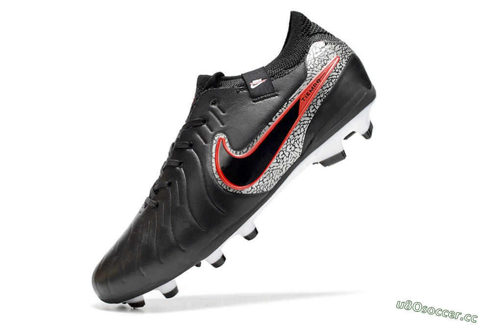 Men's Nike Tiempo Legend 10 Elite FG Firm Ground Low-Tops Football Boots - Black/Red/White 5