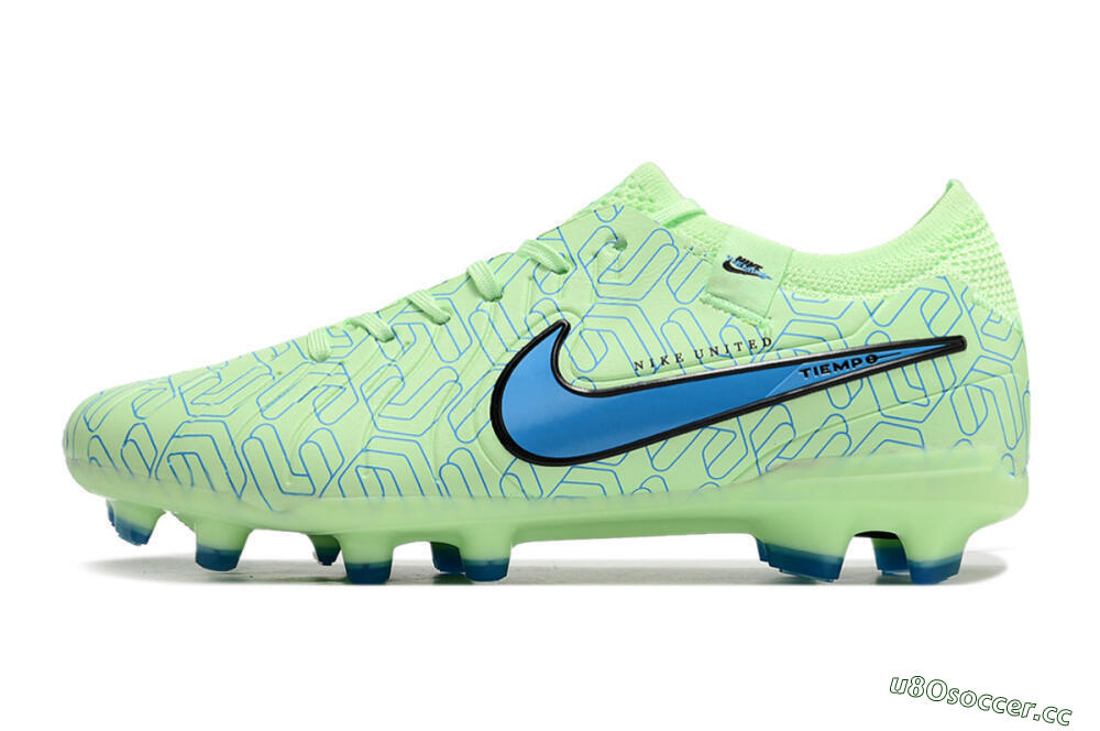 Men's Nike Tiempo Legend 10 Elite FG Firm Ground Low-Tops Football Boots - Green/Blue 0