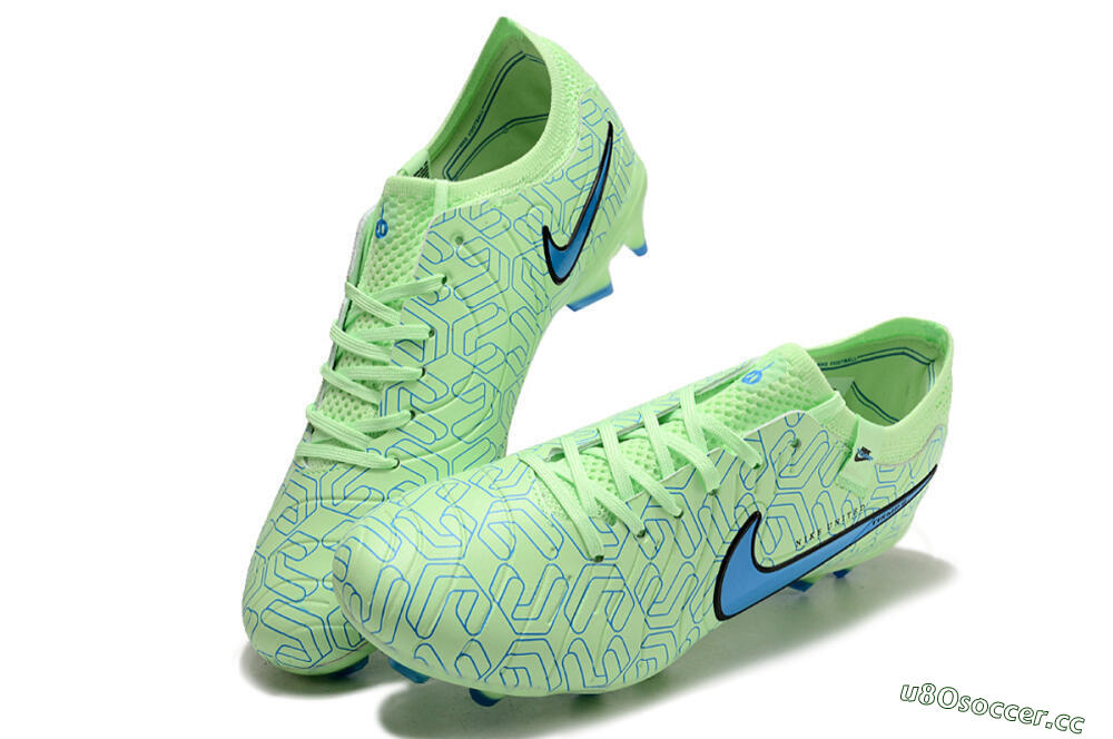 Men's Nike Tiempo Legend 10 Elite FG Firm Ground Low-Tops Football Boots - Green/Blue 3