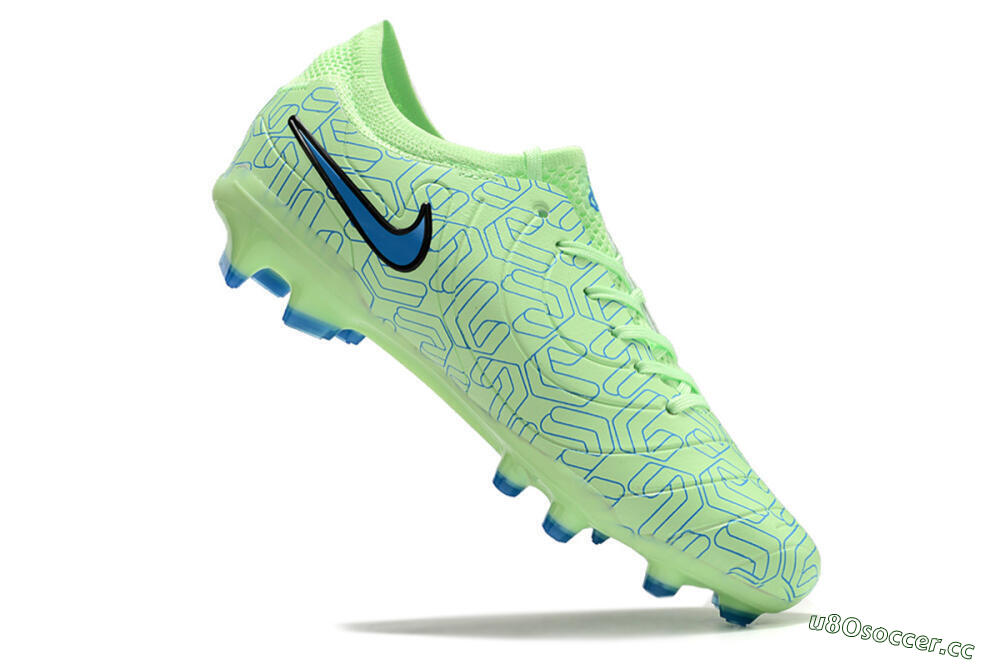 Men's Nike Tiempo Legend 10 Elite FG Firm Ground Low-Tops Football Boots - Green/Blue 4