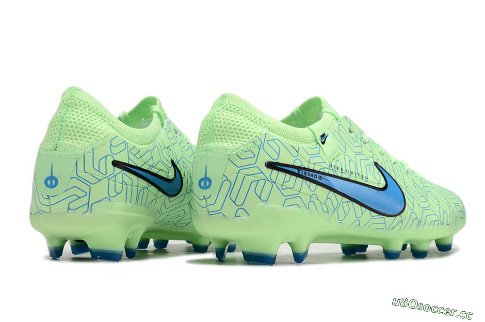 Men's Nike Tiempo Legend 10 Elite FG Firm Ground Low-Tops Football Boots - Green/Blue 6