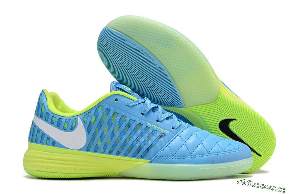 Men's Nike Lunar Gato 2 IC Indoor & Futsal Low-Tops Football Shoes - Jade/White/Yellow 2
