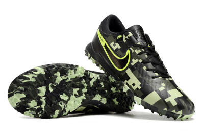 Men's Nike Tiempo Legend 10 TF Artificial Turf Low-Tops Football Shoes - Black/Yellow/Camo