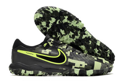 Men's Nike Tiempo Legend 10 TF Artificial Turf Low-Tops Football Shoes - Black/Yellow/Camo